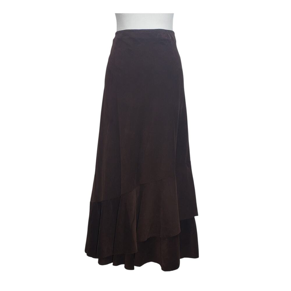 VTG Newport News Womens 14 Chocolate Corduroy Tiered Maxi Skirt Whimsygoth Y2K